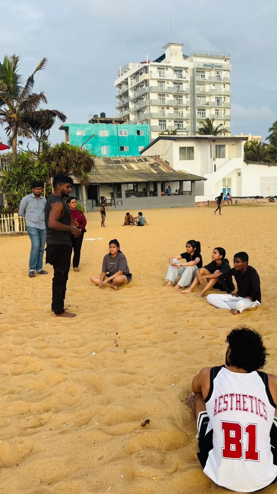 Leos gathered on the sand at Mount Lavinia Beach
